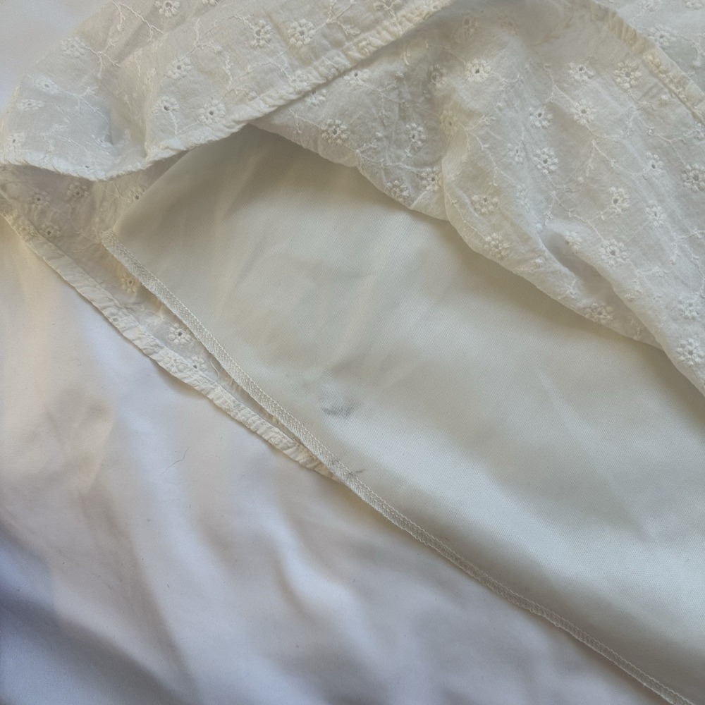 Fore Womens White 100% Cotton Eyelet Embroidered Babydoll Dress Size Large - Picture 10 of 10